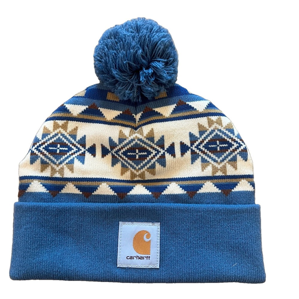 Carhartt Bethany Yellowtail Pom Beanie Aztec Hat Warm Cozy Outdoors